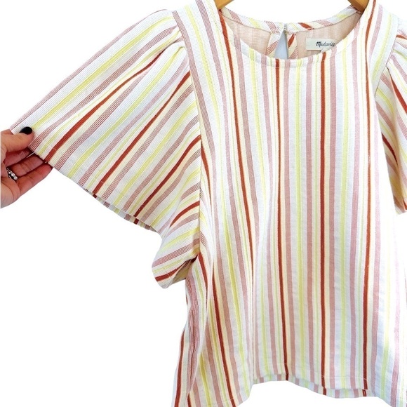 Madewell Textured Stripe Flutter Sleeve Top - Picture 5 of 12
